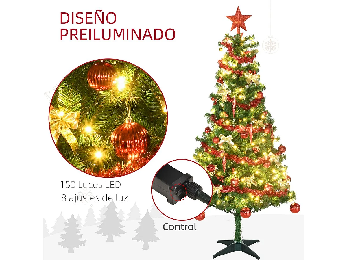 Árbol de navidad verde 86x86x180 cm HOMCOM