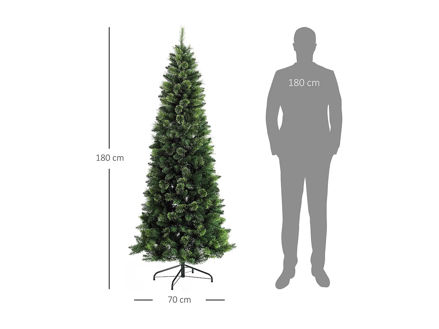 Árbol de navidad verde 70x70x180 cm HOMCOM