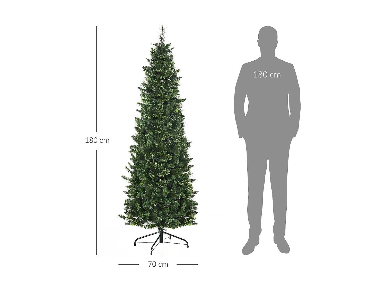 Árbol de navidad verde 70x70x180 cm HOMCOM