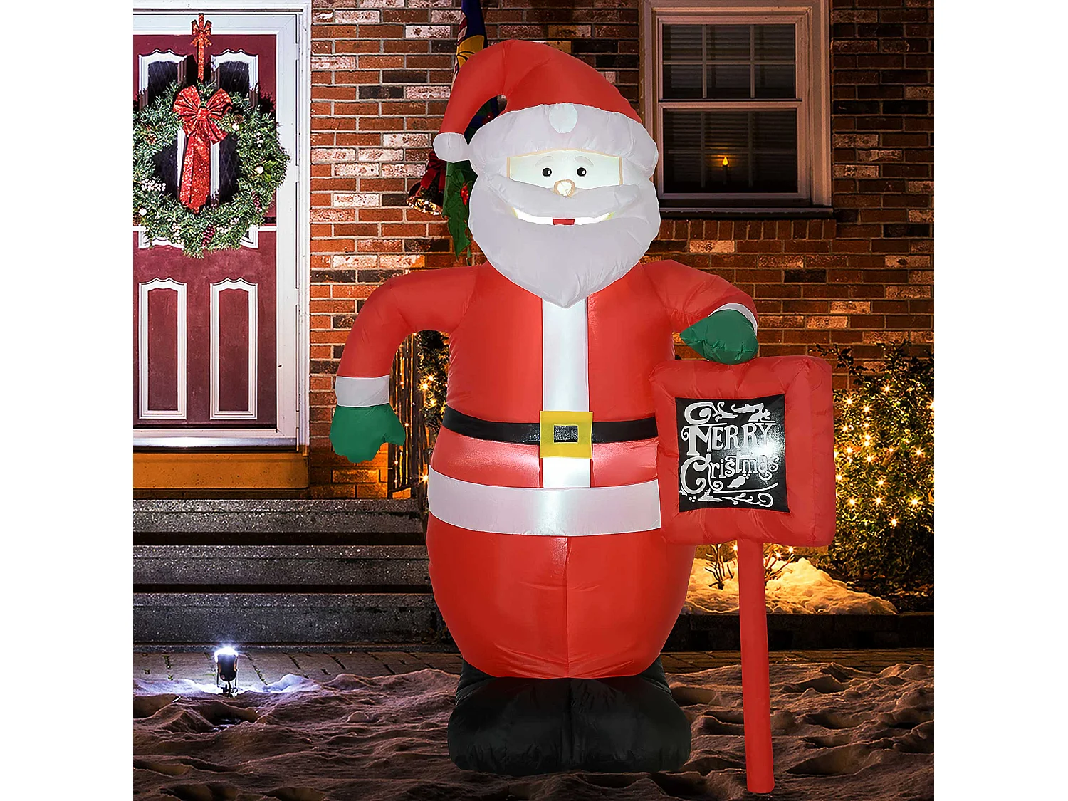 Papá noel inchable rojo y negro 120x65x180 cm HOMCOM