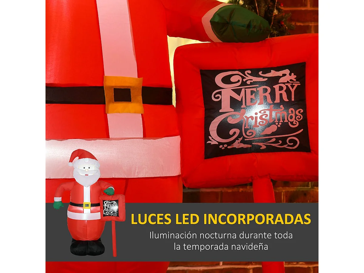 Papá noel inchable rojo y negro 120x65x180 cm HOMCOM