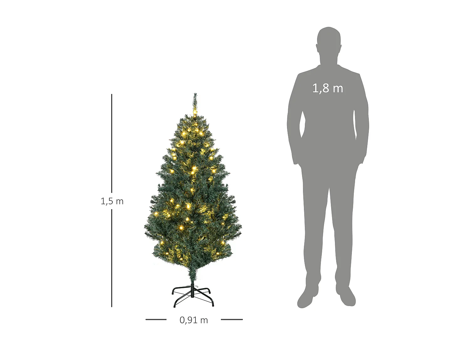 Árbol de navidad verde 91x91x150 cm HOMCOM