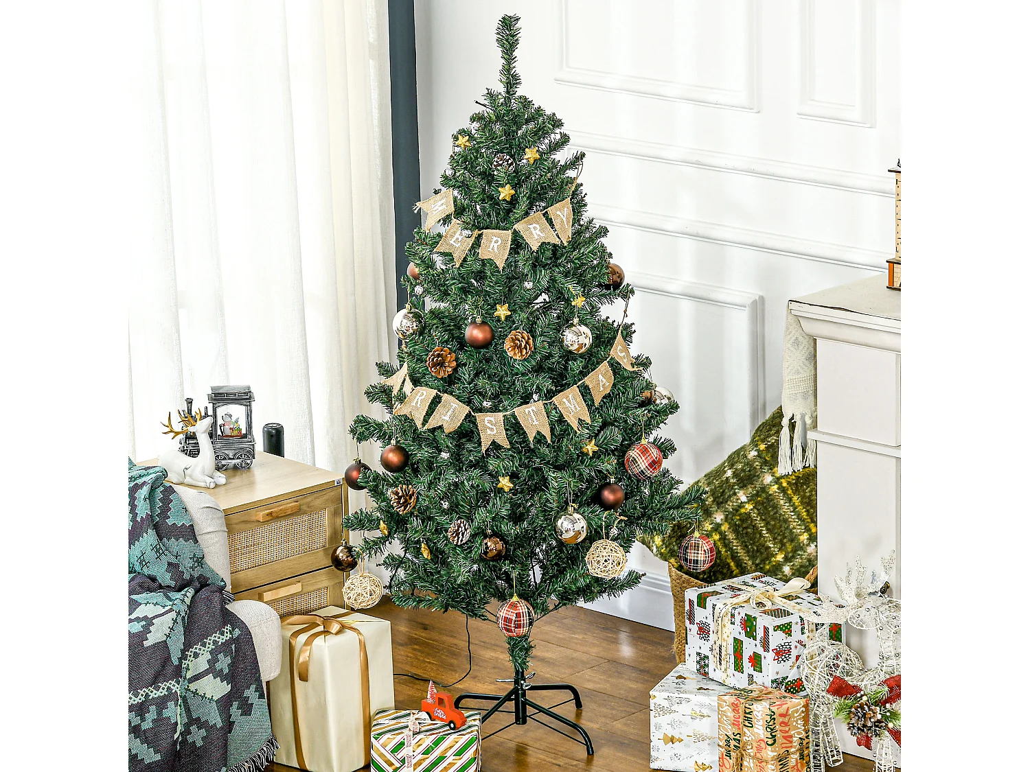 Árbol de navidad verde 91x91x150 cm HOMCOM