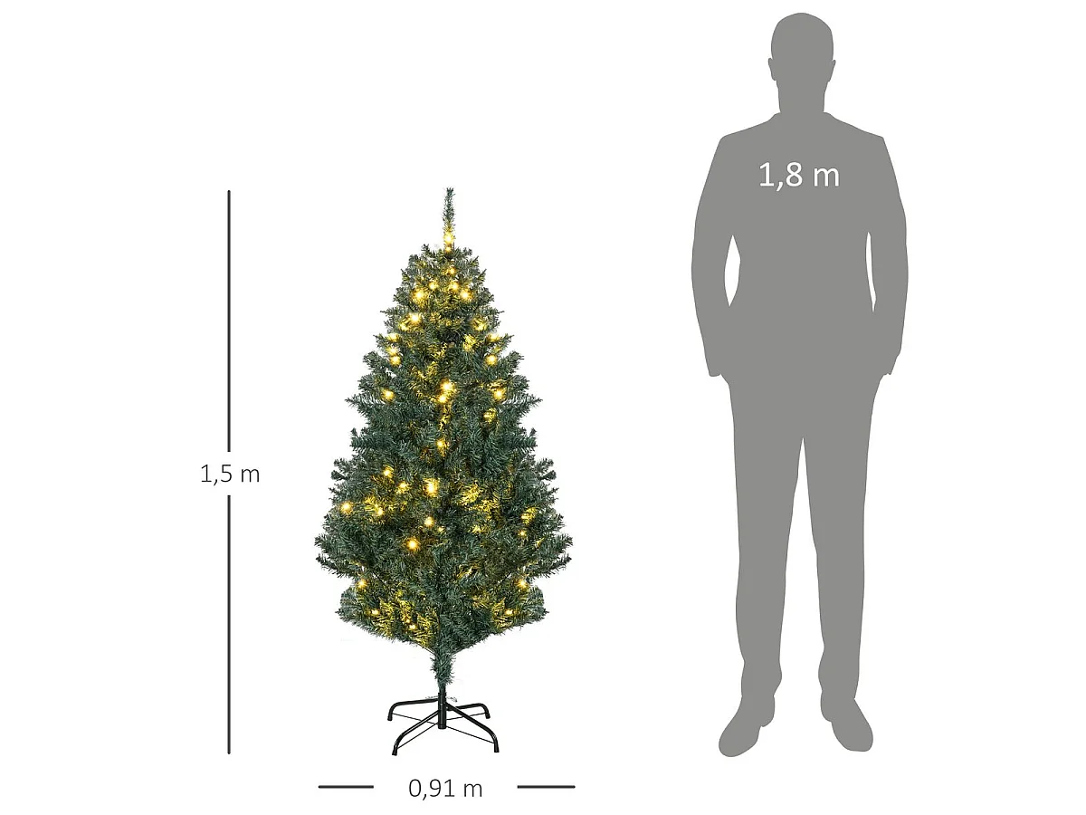 Árbol de navidad verde 91x91x150 cm HOMCOM