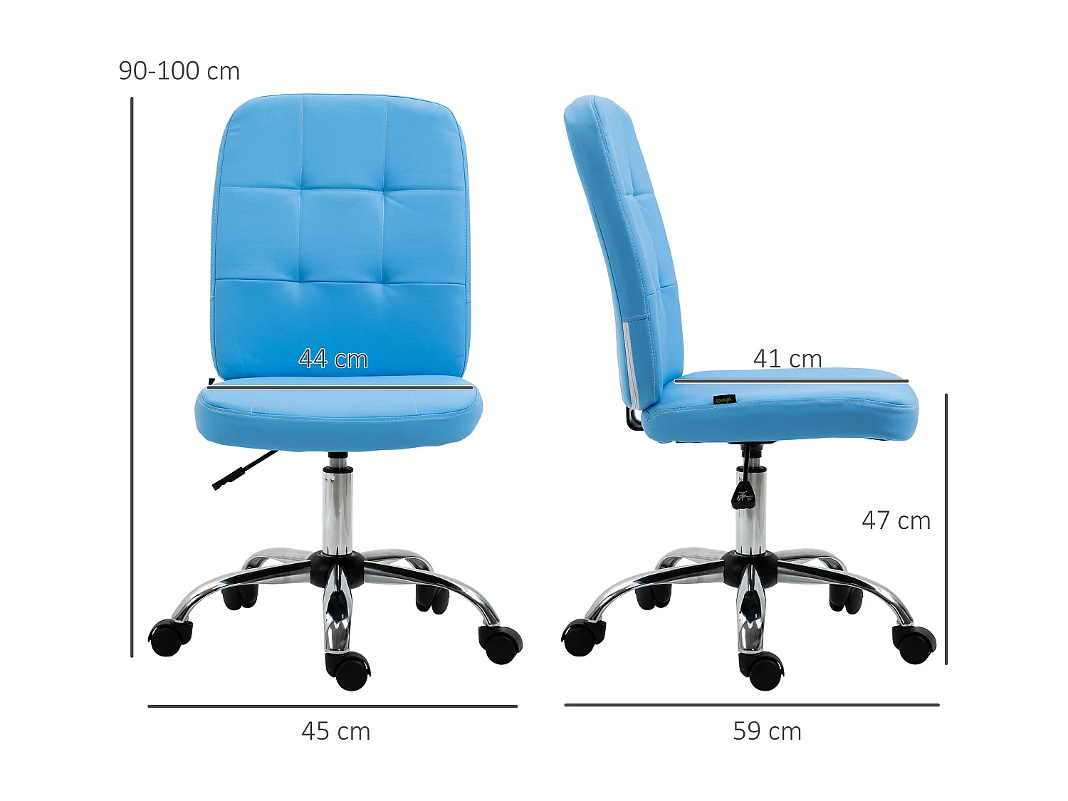 Silla de oficina azul 45x59x100 cm Vinsetto