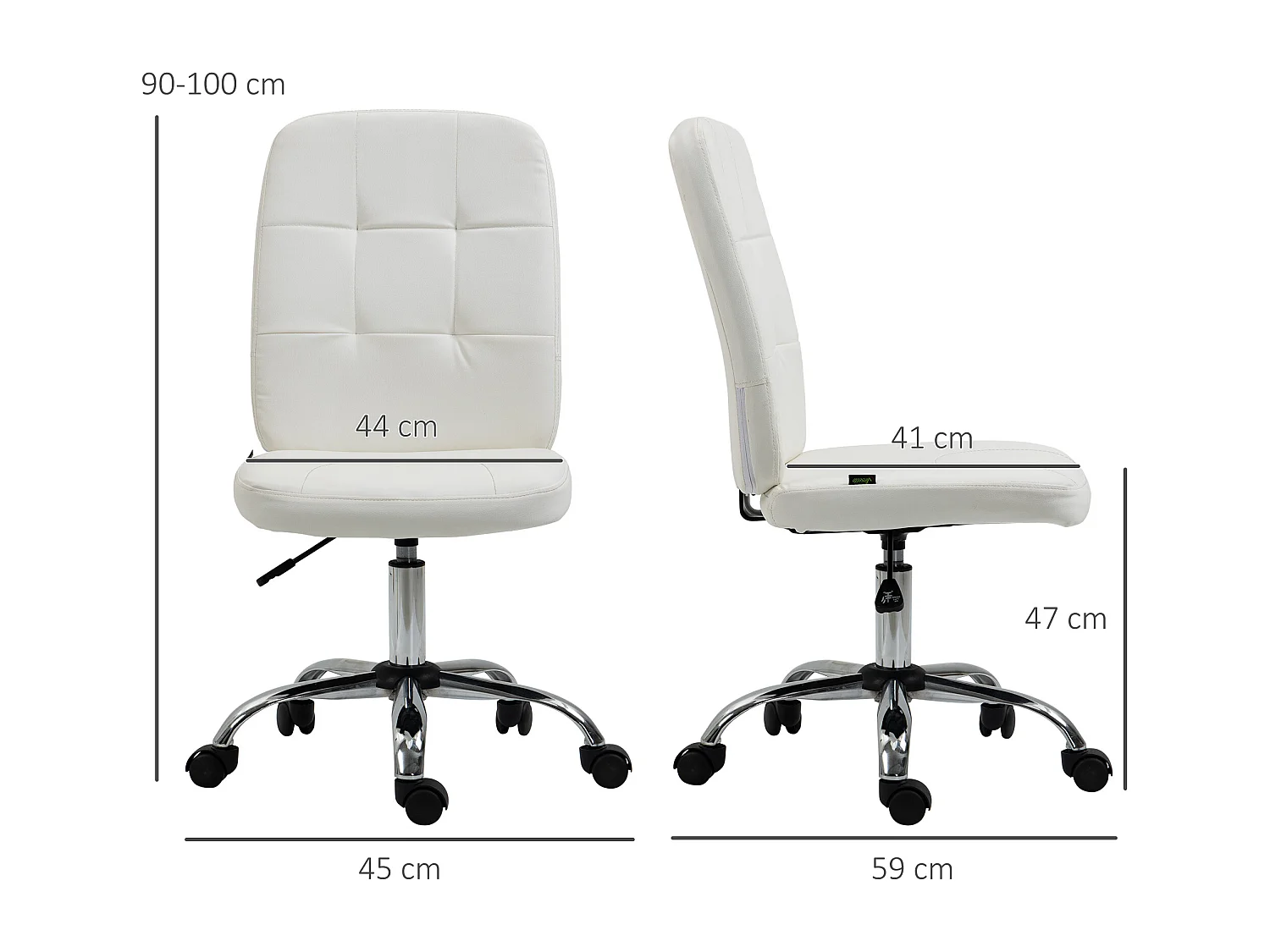 Silla de oficina blanco 45x59x100 cm Vinsetto