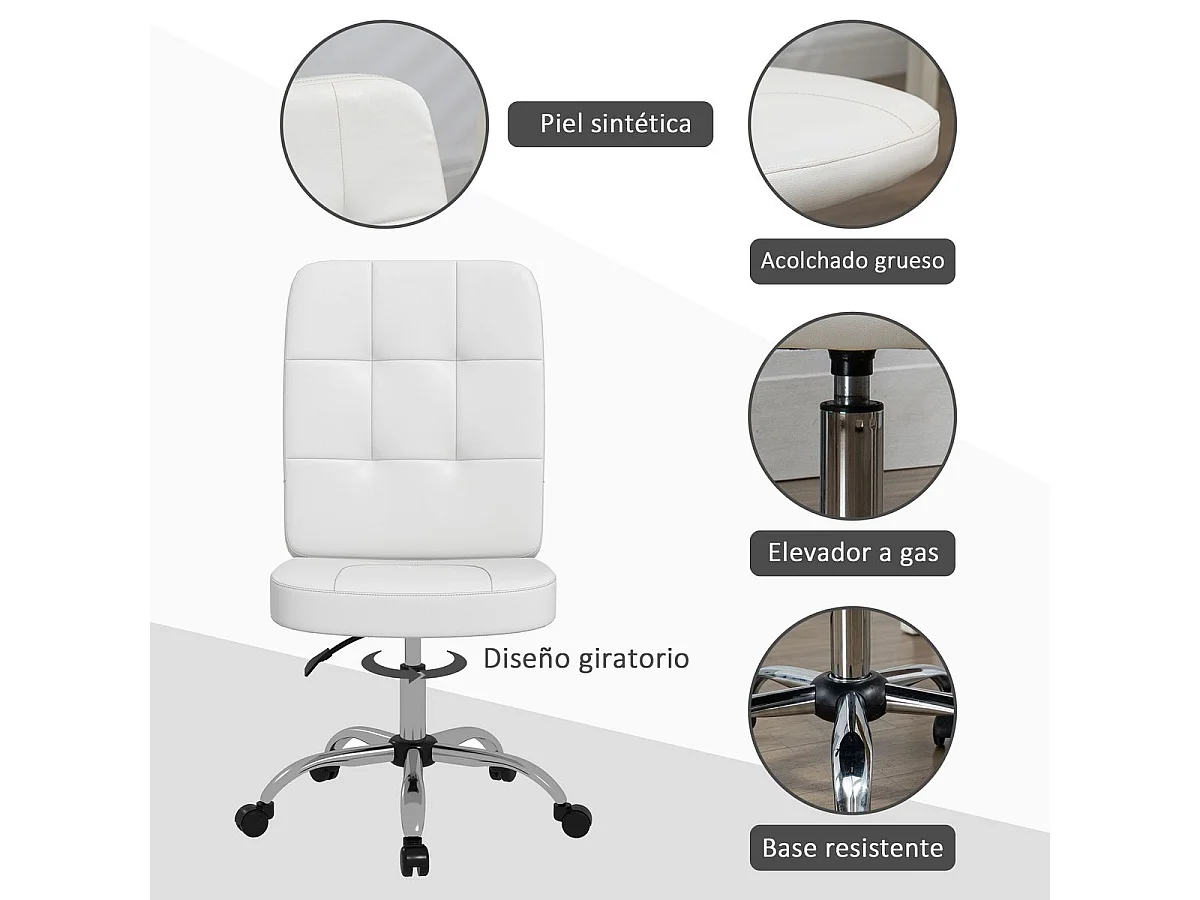 Silla de oficina blanco 45x59x100 cm Vinsetto