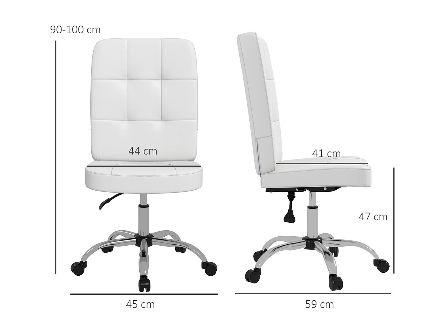 Silla de oficina blanco 45x59x100 cm Vinsetto