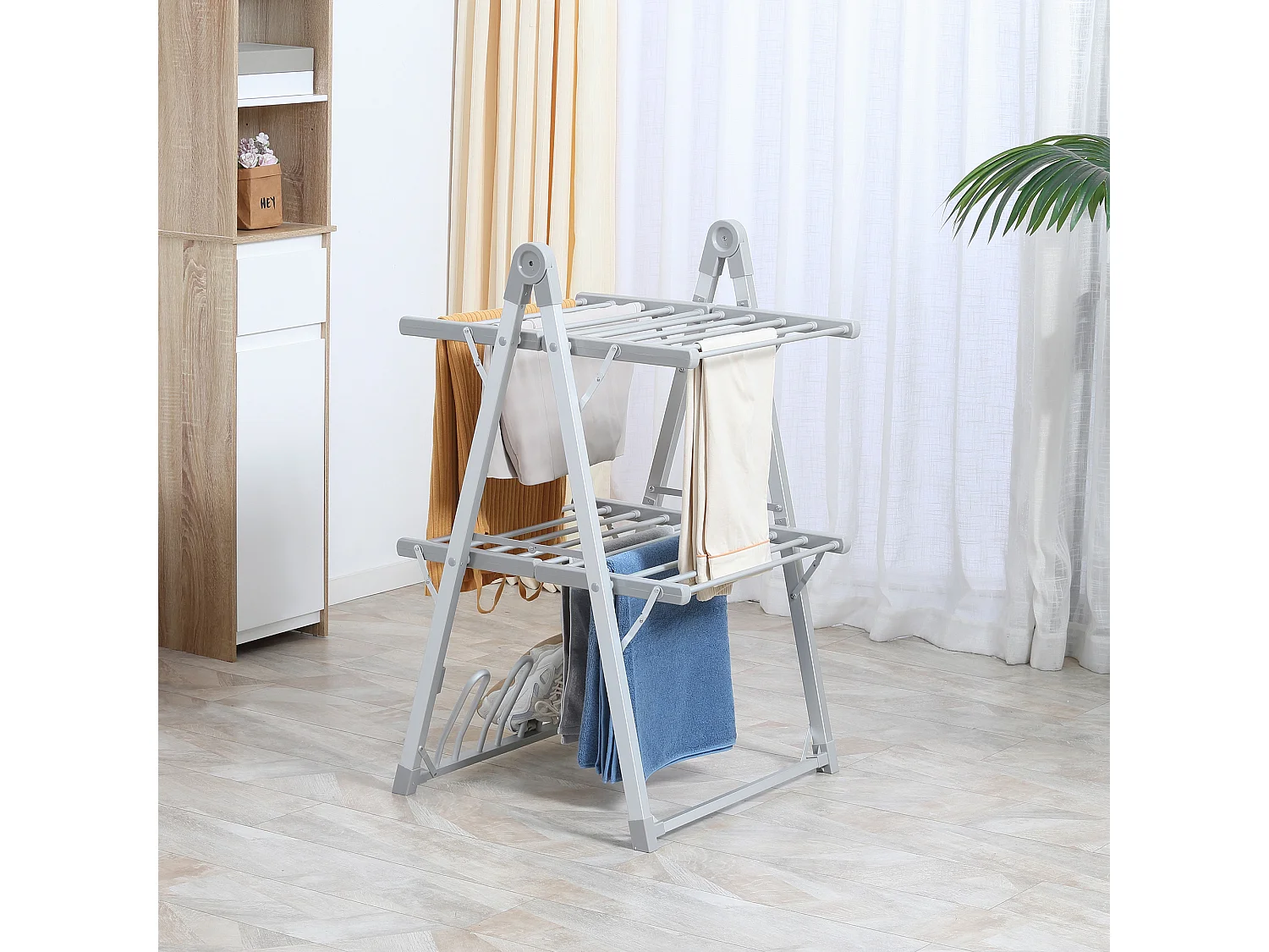 Tendedero eléctrico plegable plata 66x64x101 cm HOMCOM