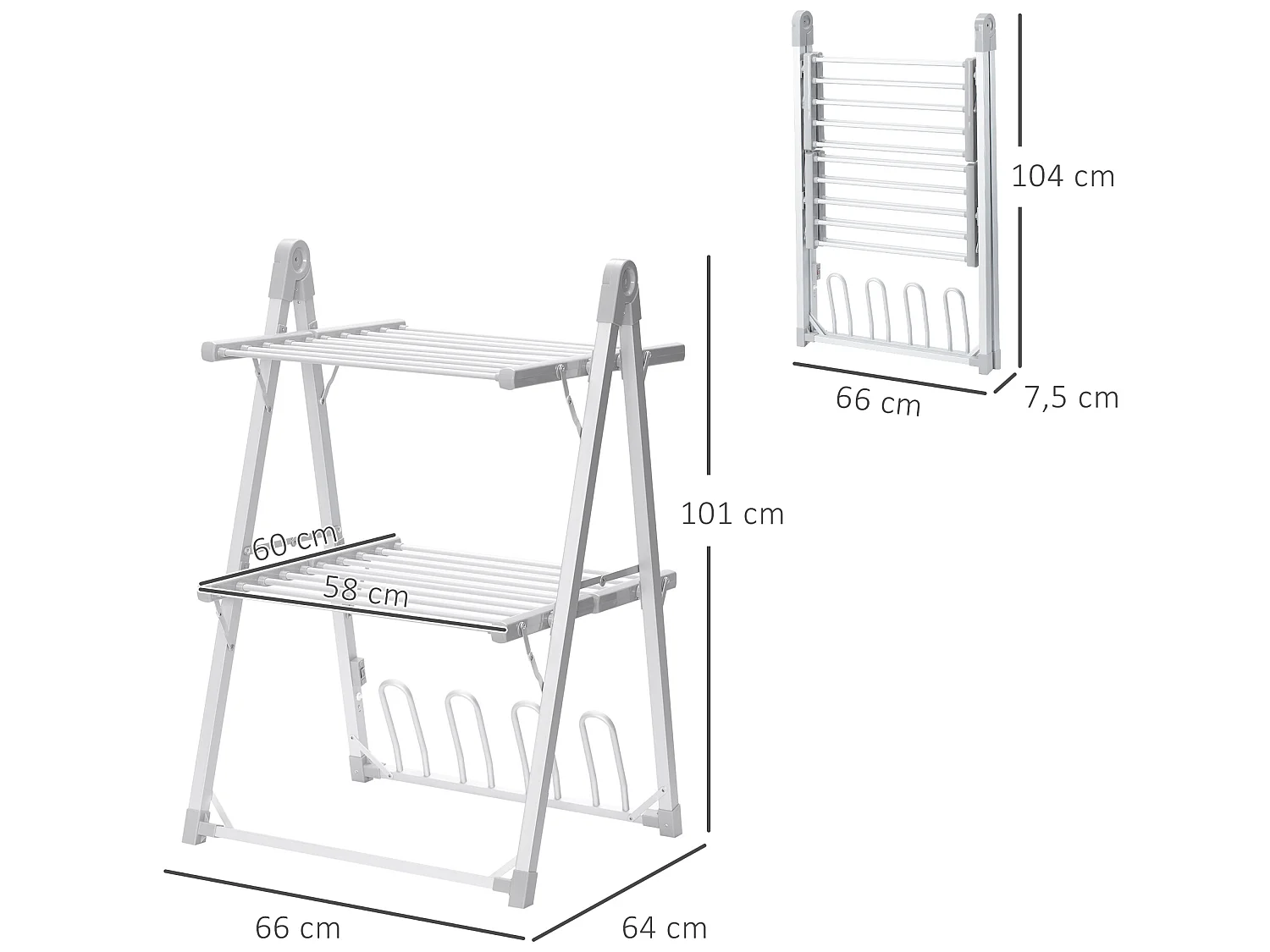 Tendedero eléctrico plegable plata 66x64x101 cm HOMCOM