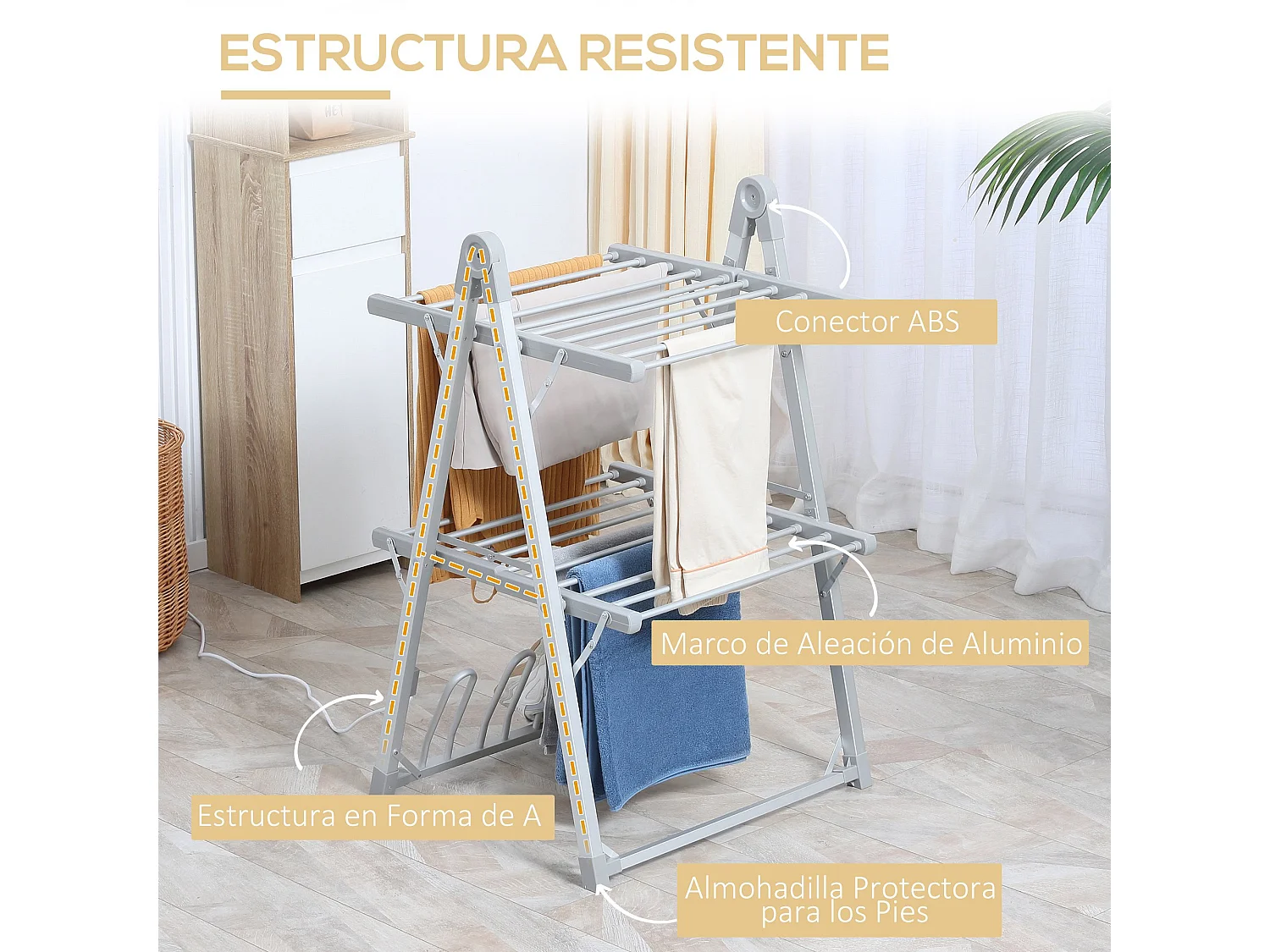 Tendedero eléctrico plegable plata 66x64x101 cm HOMCOM