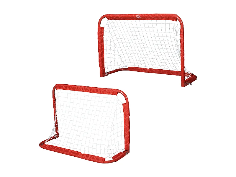 Set de 2 porterías plegables de fútbol rojo 90x36x60 cm HOMCOM