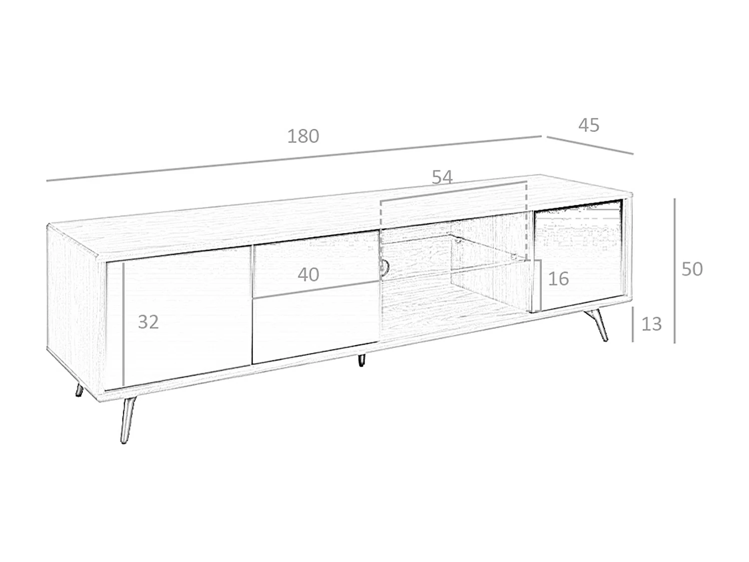 TV-Möbel aus schwarzem Glas, Nussbaum und schwarzem Stahl mit Spiegeleffekt 3223 ANGEL CERDA
