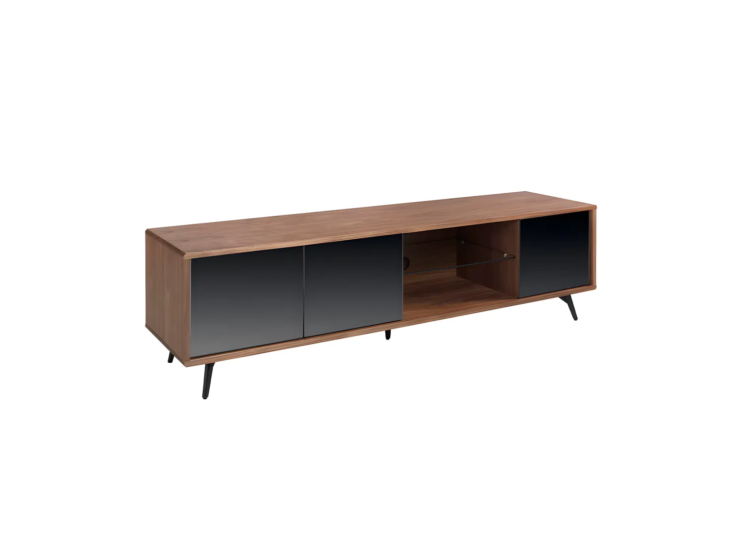 Meuble TV de noyer et verre noir 3223 ANGEL CERDA