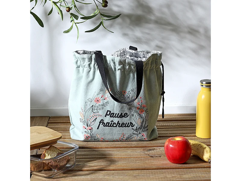 Lunch Bag Sac Fraicheur En Tissu 29x30cm Vert
