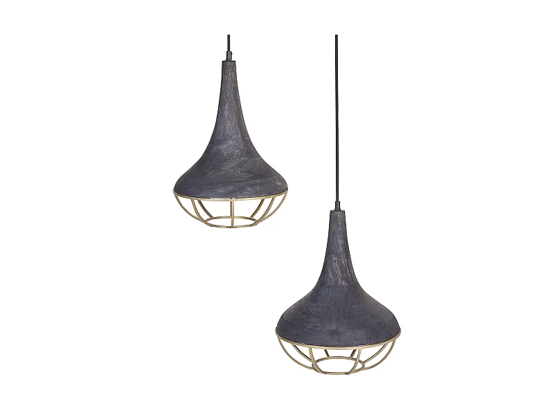 Lampe suspension BAGMATI Bois de manguier Noir