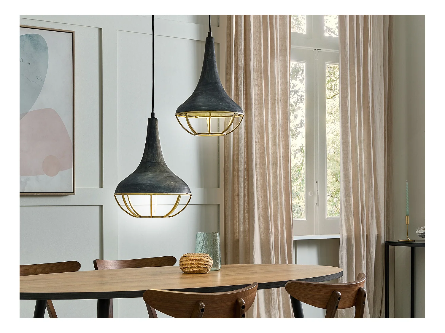 Hängelampe BAGMATI Mango Holz Schwarz