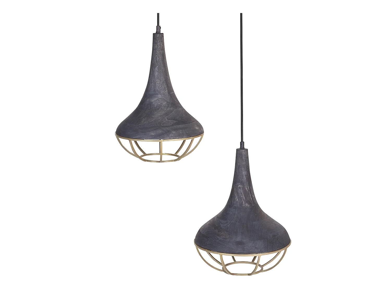 Hängelampe BAGMATI Mango Holz Schwarz