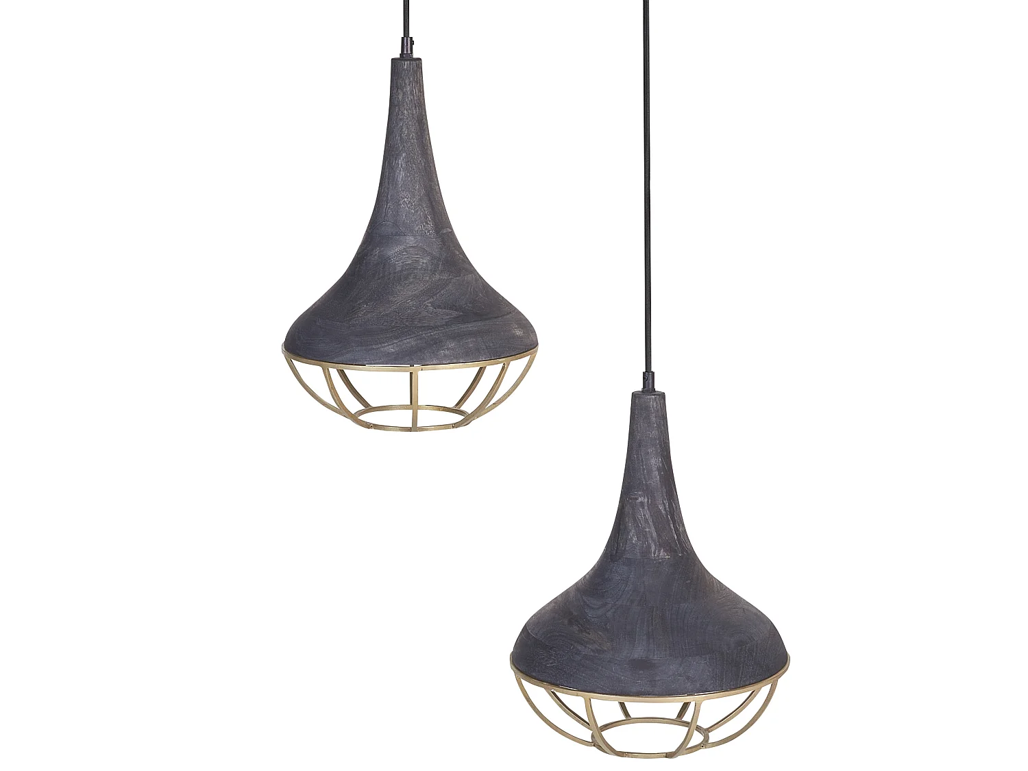 Lampe suspension BAGMATI Bois de manguier Noir