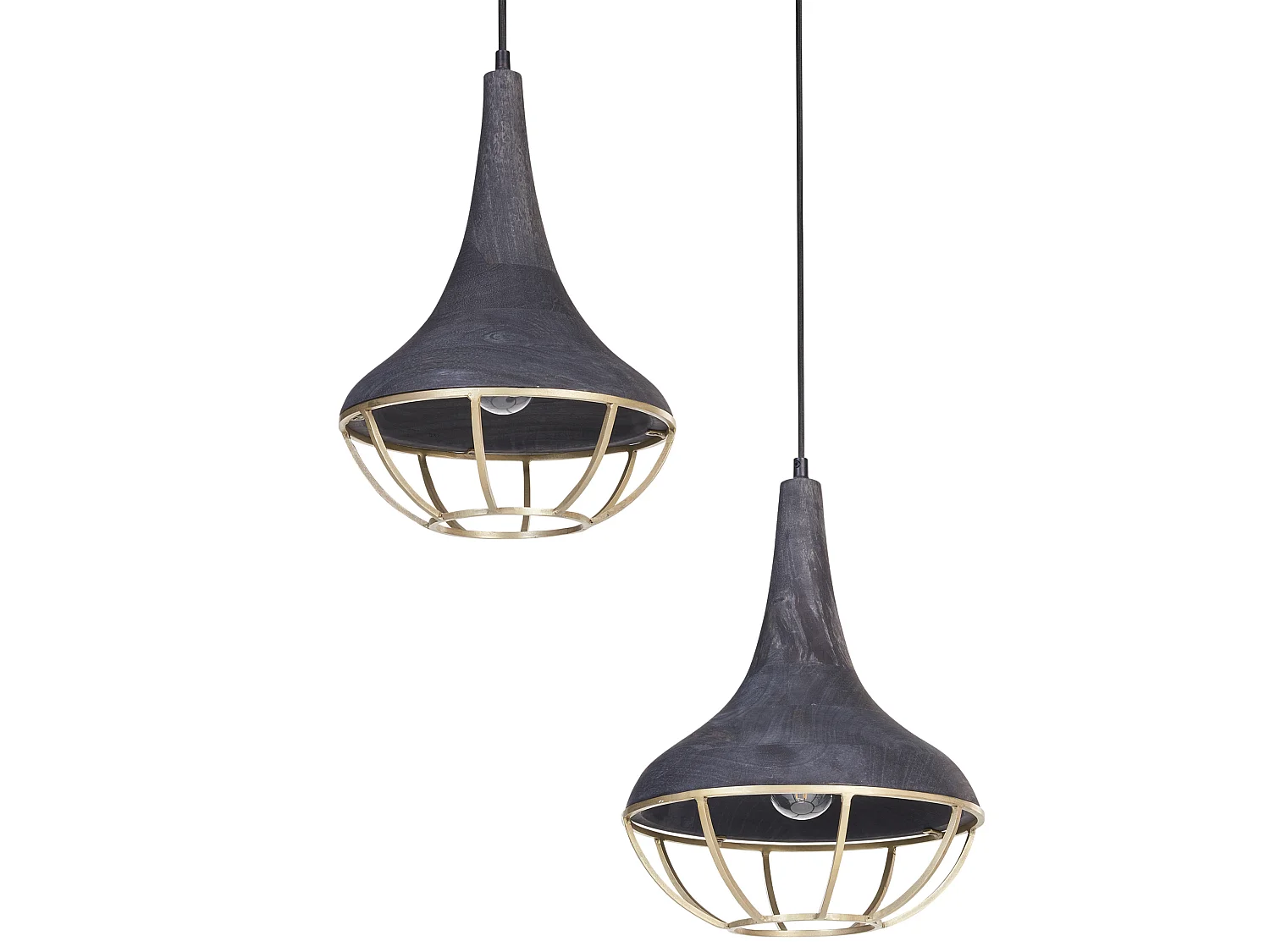 Lampe suspension BAGMATI Bois de manguier Noir