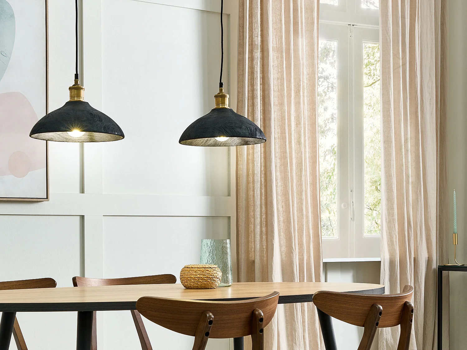 Lampa wisząca CHEYYAR Drewno Czarny