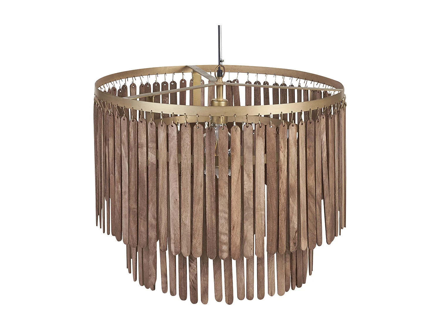 Hängelampe Mango-Holz dunkelbraun 1-flammig Wasserfall-Optik handgemacht Kaveri