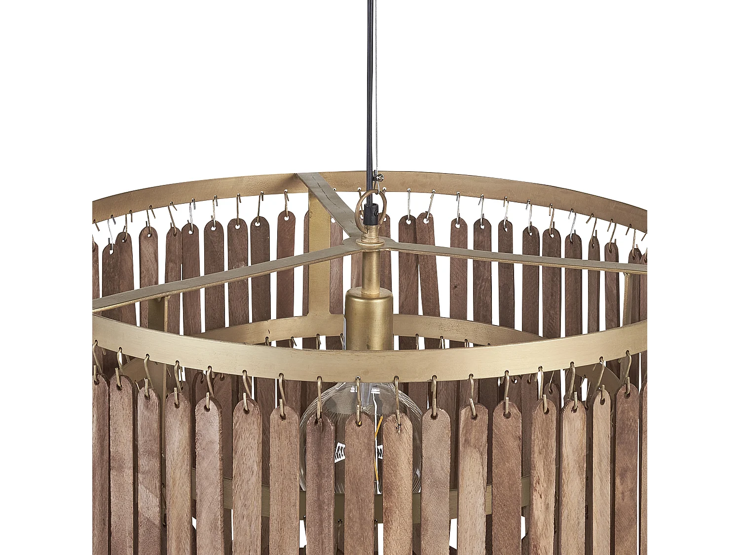 Hängelampe Mango-Holz dunkelbraun 1-flammig Wasserfall-Optik handgemacht Kaveri