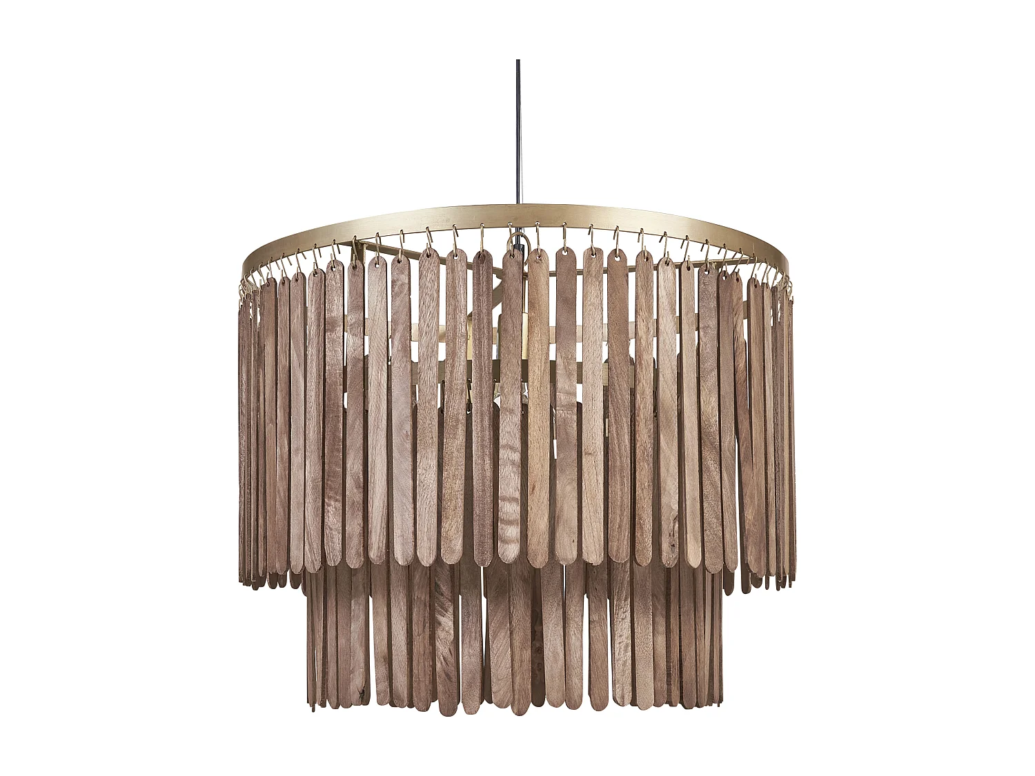 Hängelampe Mango-Holz dunkelbraun 1-flammig Wasserfall-Optik handgemacht Kaveri