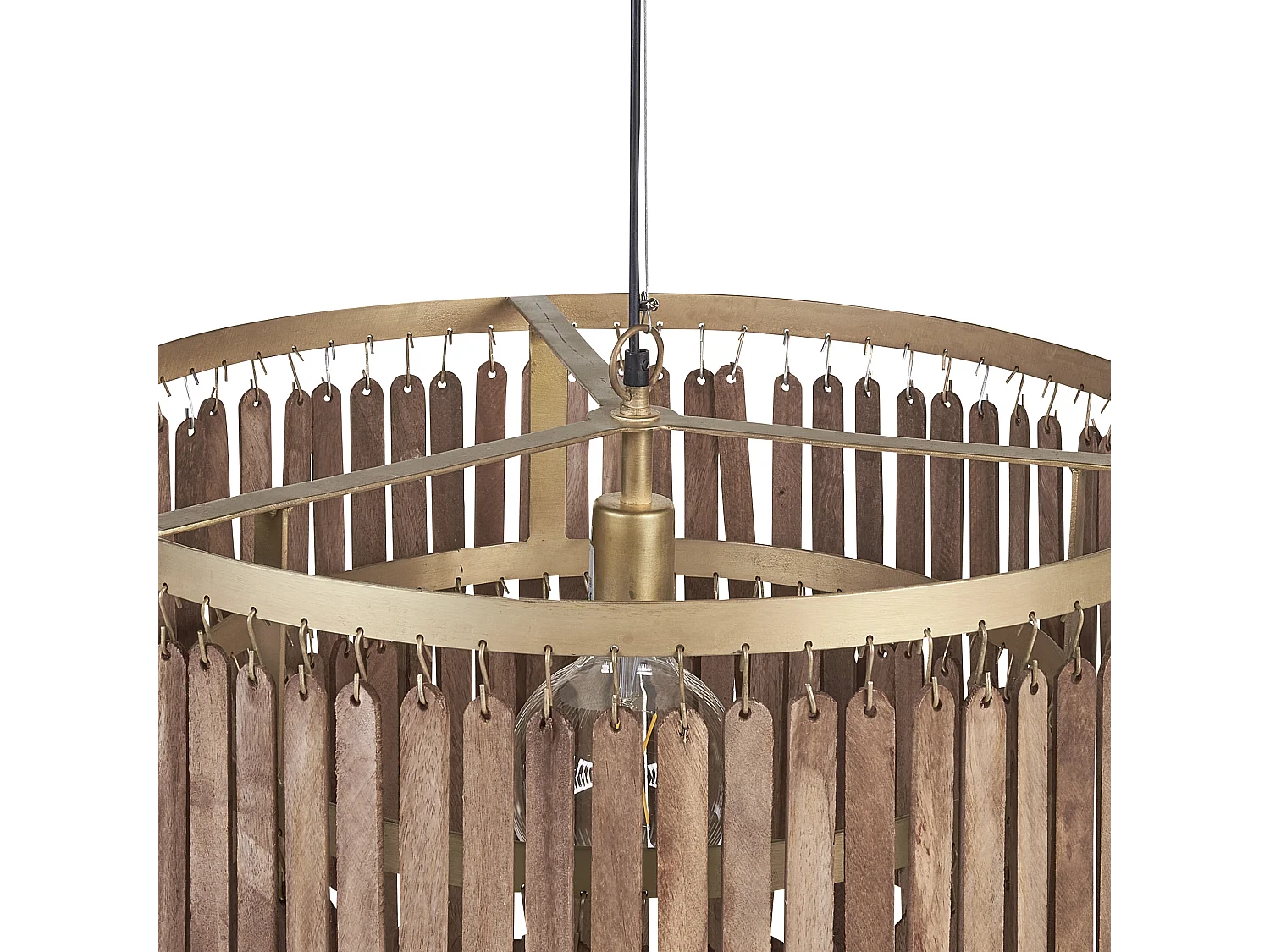 Hängelampe Mango-Holz dunkelbraun 1-flammig Wasserfall-Optik handgemacht Kaveri