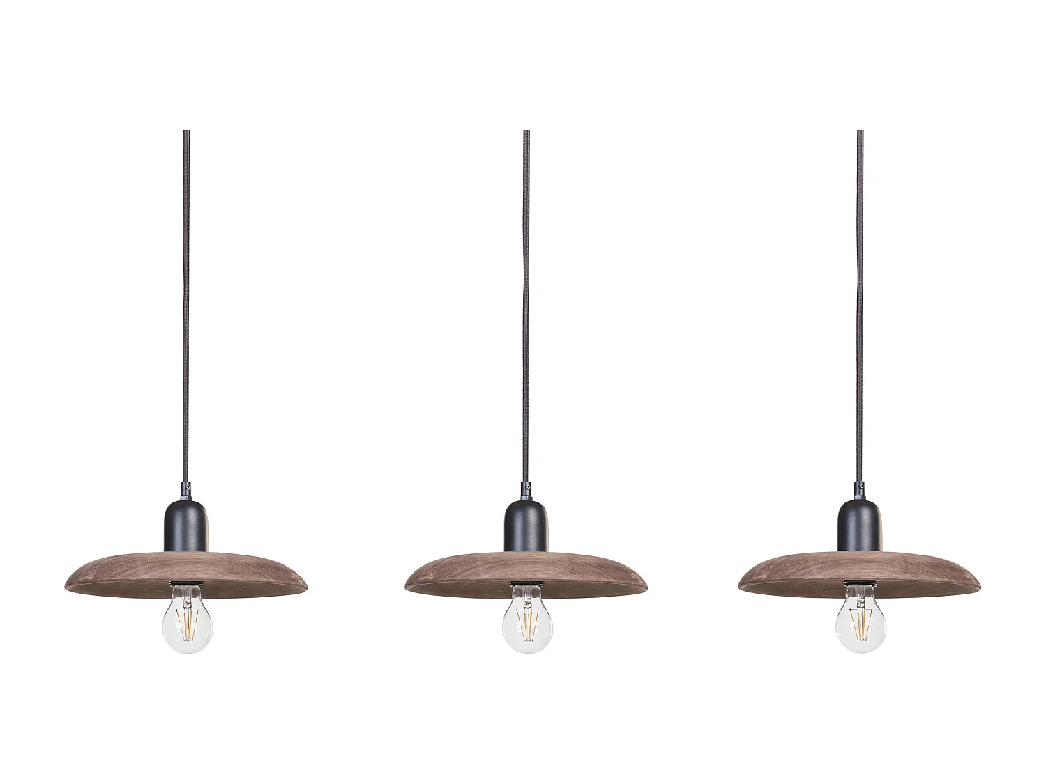 Hängelampe Mango-Holz dunkelbraun Metall schwarz 3-flammig handgemacht Manheera