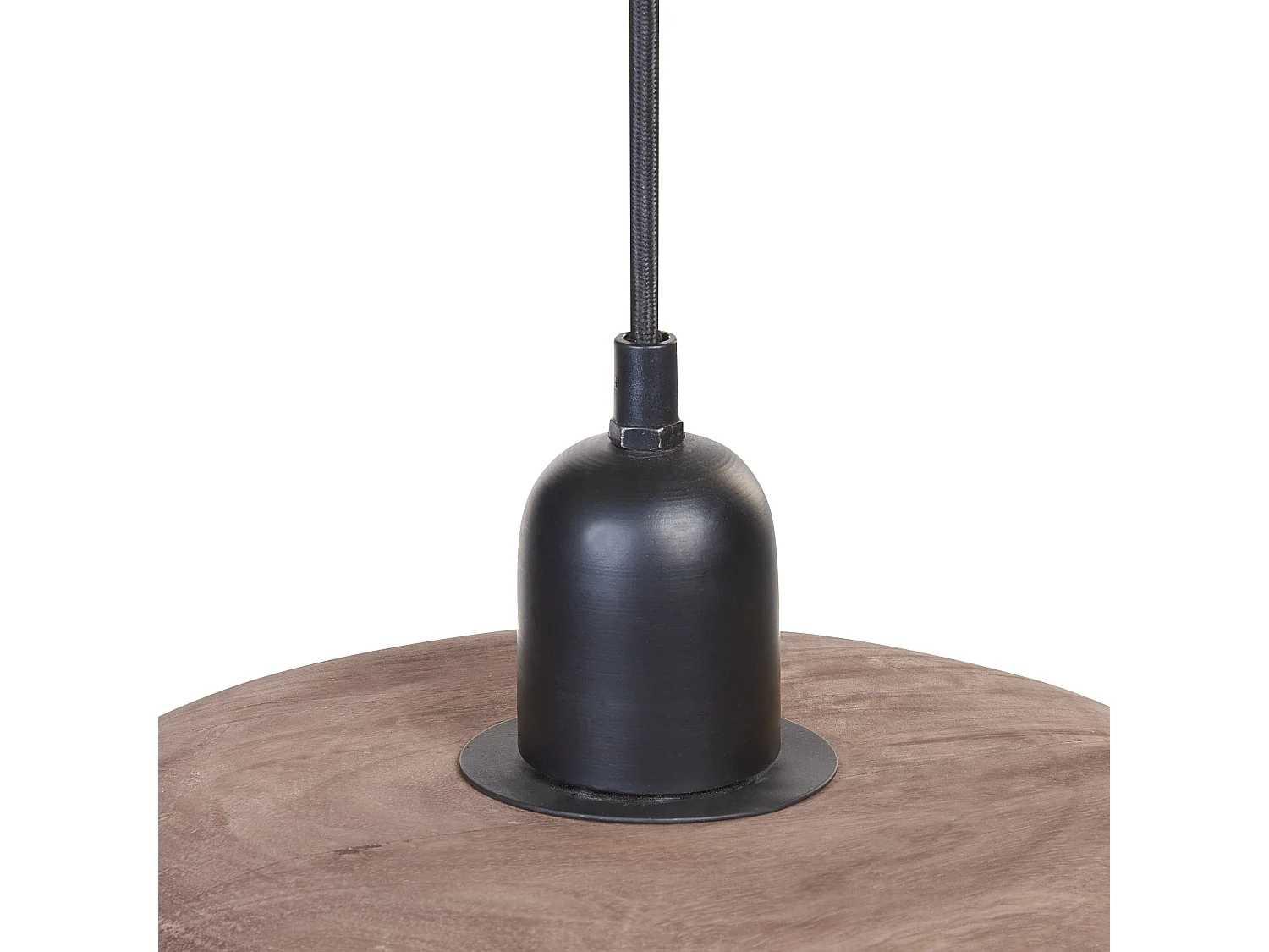 Hängelampe Mango-Holz dunkelbraun Metall schwarz 3-flammig handgemacht Manheera