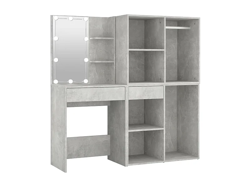 Toeletta LED con 2 mobili 60 x 40 x 140 cm MDF grigio 02_0006297