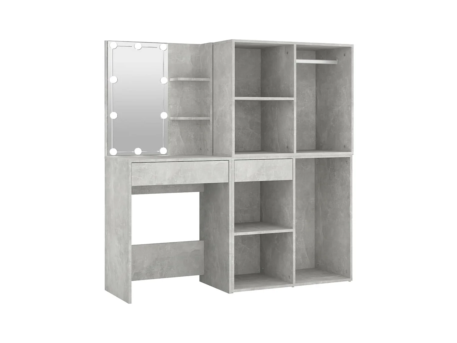 Toeletta LED con 2 mobili 60 x 40 x 140 cm MDF grigio 02_0006297