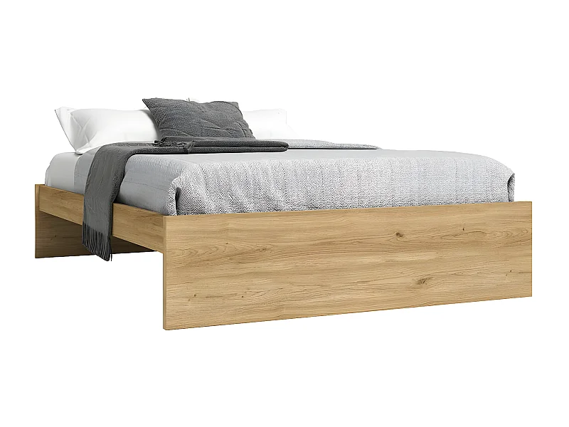 LUCOS - Lit 140x190cm Effet Chêne