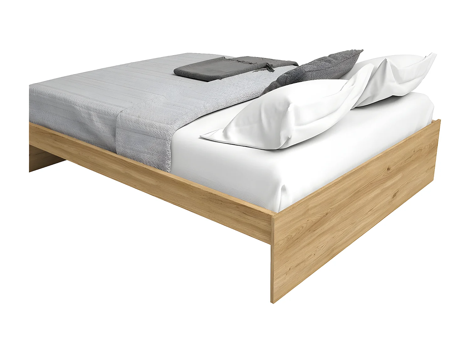 LUCOS - Lit 140x190cm Effet Chêne