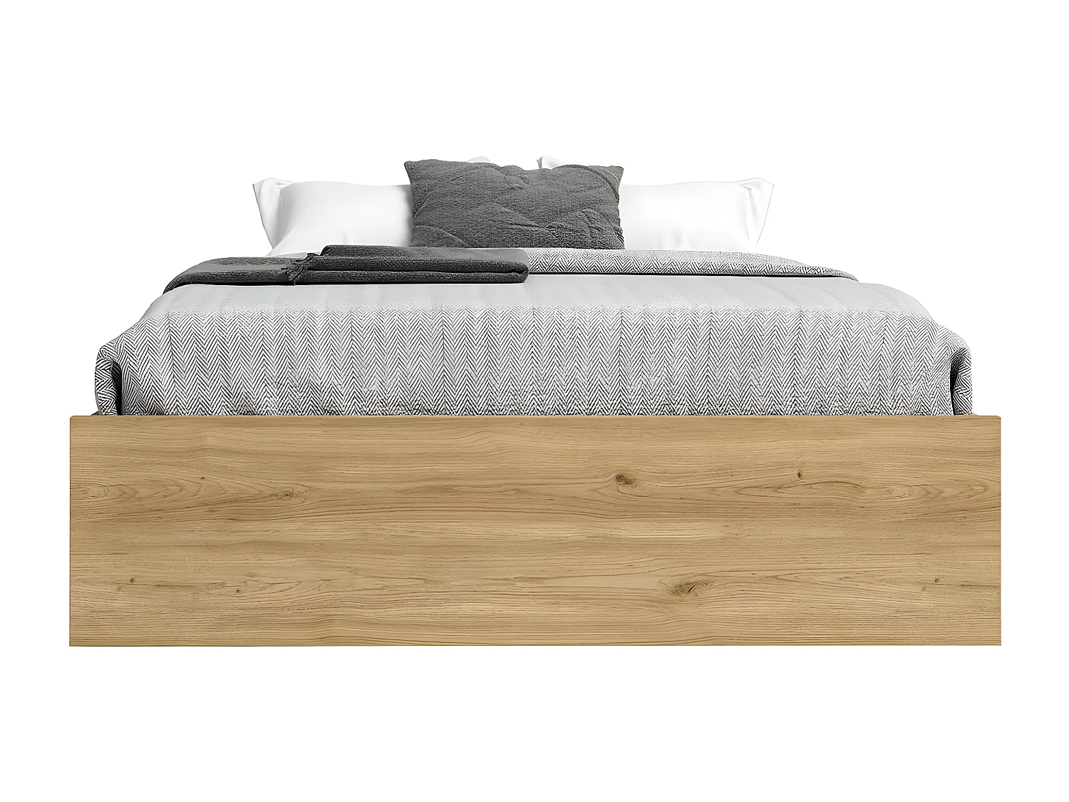 LUCOS - Lit 140x190cm Effet Chêne