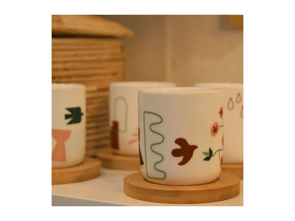 Coffret 4 gobelets et sous tasses Nature