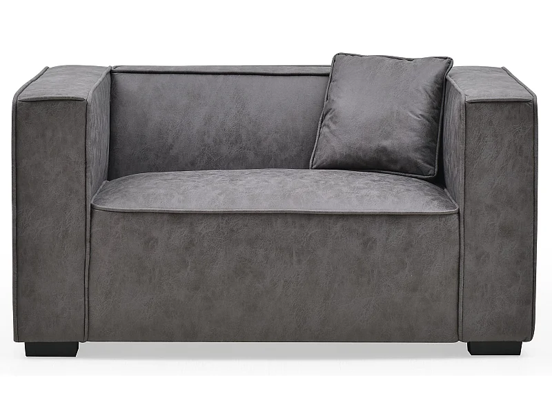 Fauteuil large Macao Tissu effet peau Vintage Gris