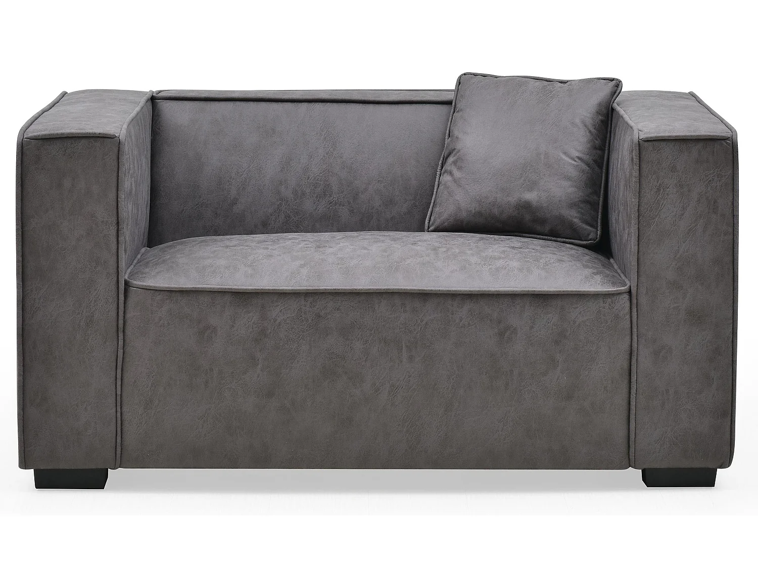 Fauteuil large Macao Tissu effet peau Vintage Gris