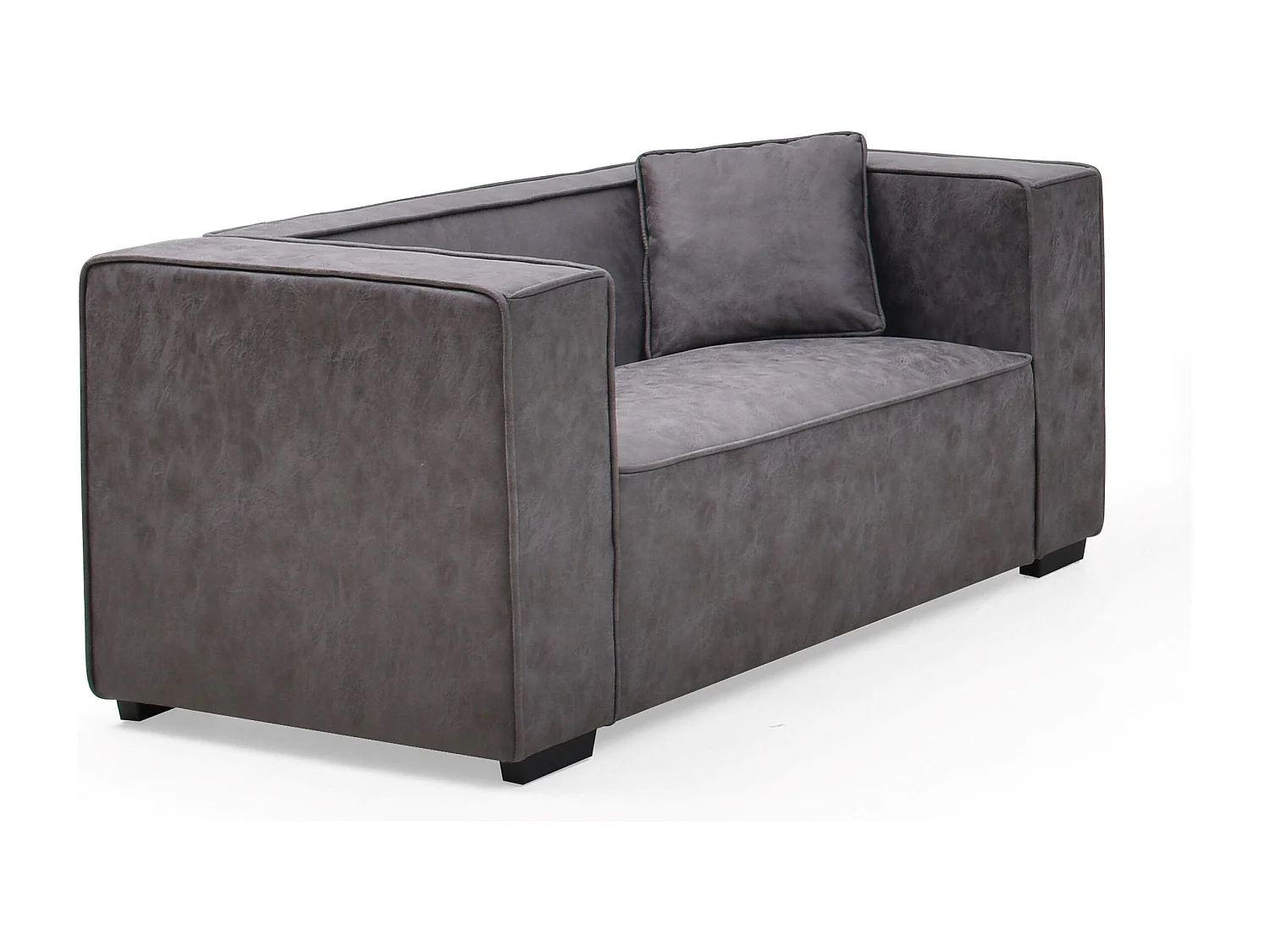 Fauteuil large Macao Tissu effet peau Vintage Gris