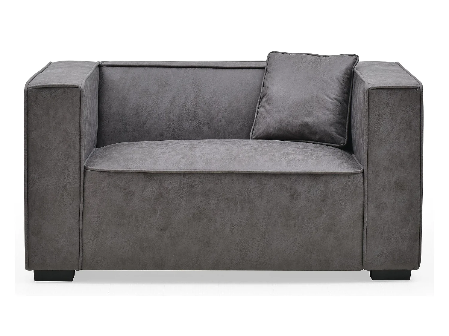 Fauteuil large Macao Tissu effet peau Vintage Gris