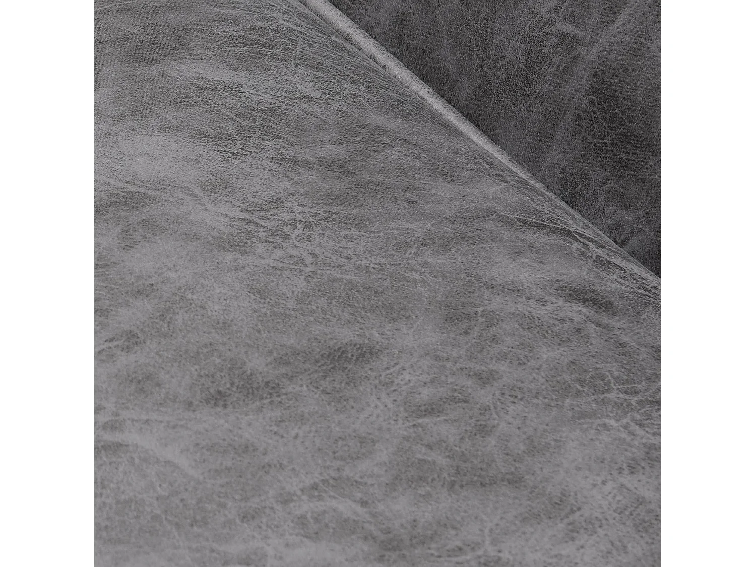 Breiter Macao Sessel in Vintage-Grau mit Lederoptik-Stoff, schlichtes und komfortables Design für zeitgenössisches Wohnzimmer