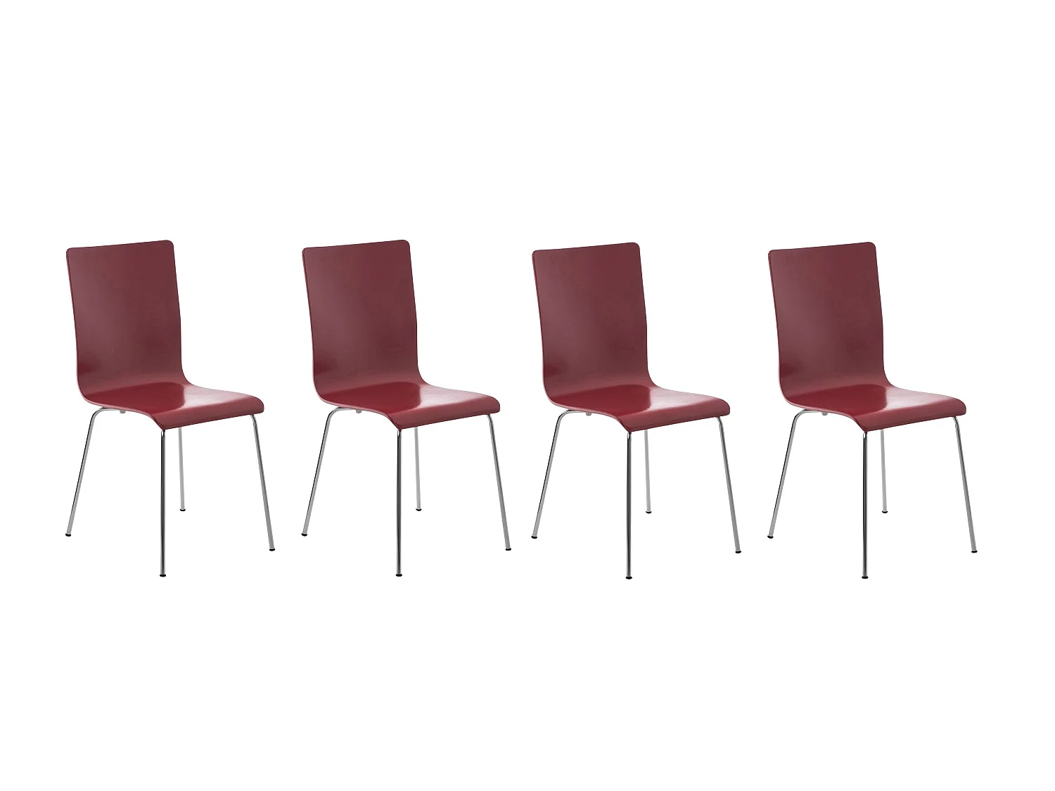 Lot de 4 chaises de cuisine en bois rouge et métal CDS10161