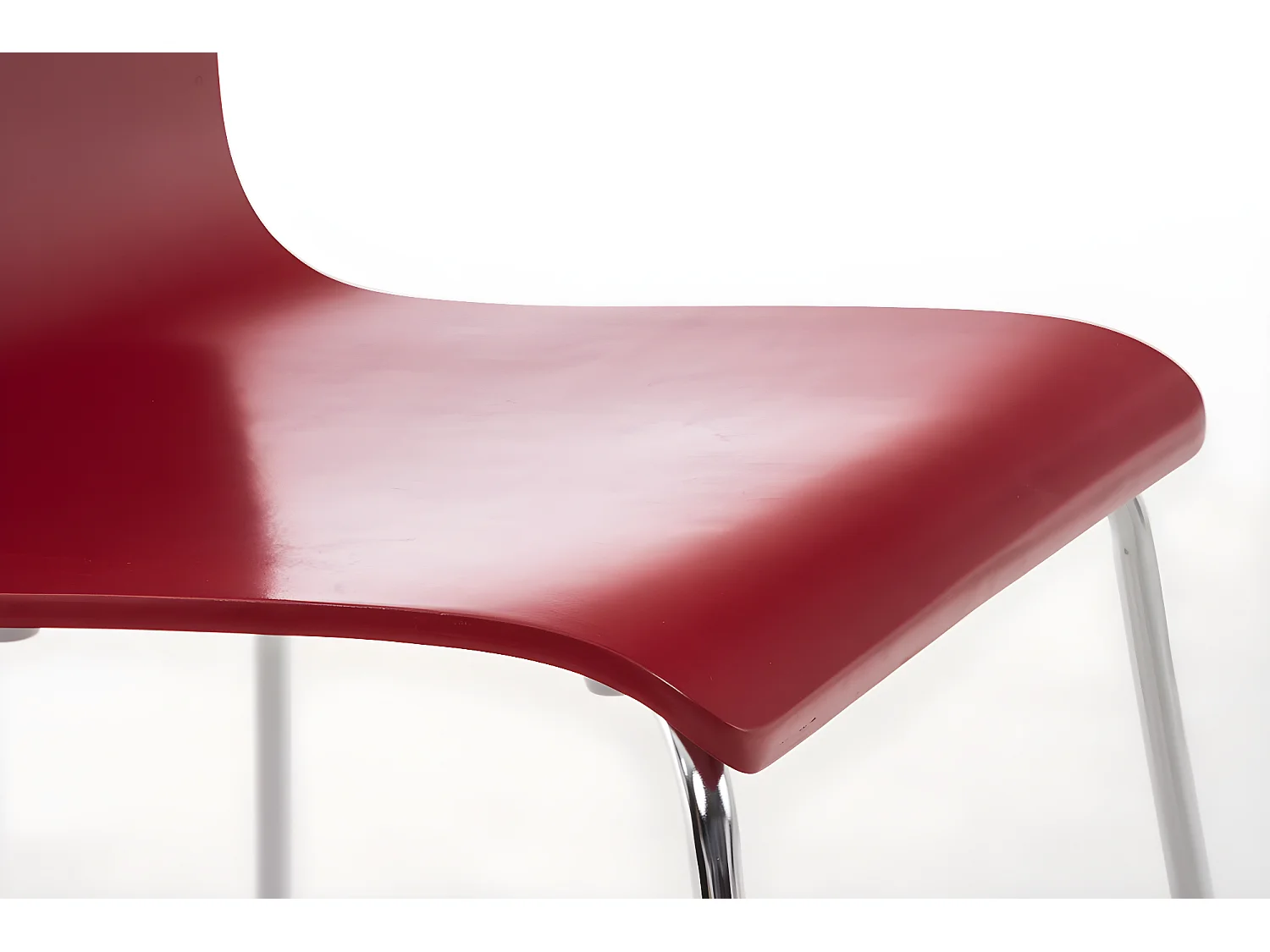 Lot de 4 chaises de cuisine en bois rouge et métal CDS10161