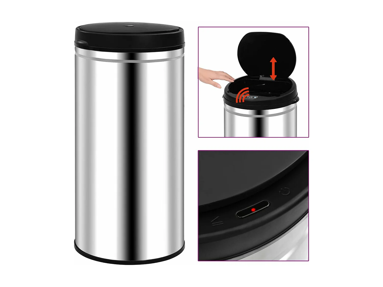 Lixeira com sensor automático 70 litros em aço inox 02_0006063