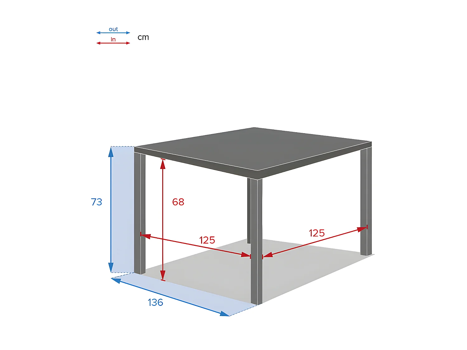 Table de jardin carrée Piazza 8 places Graphite - Hespéride