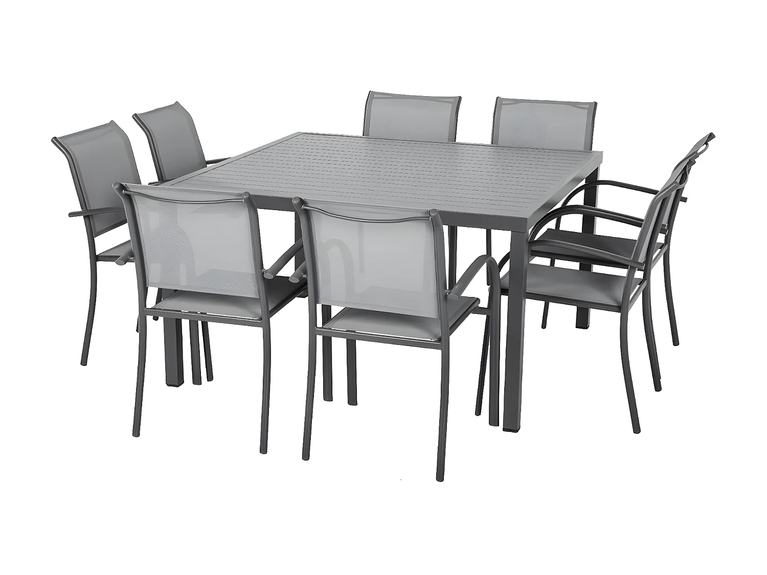 Table de jardin carrée Piazza 8 places Graphite - Hespéride