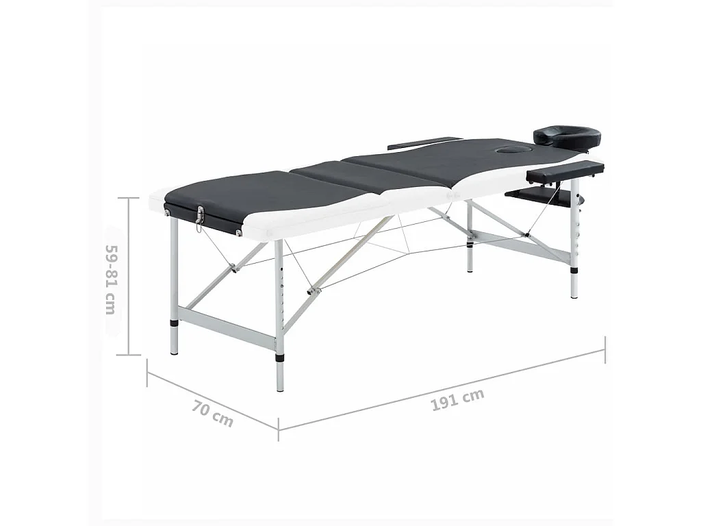 Table de massage pliable blanche 191 x 70 x 59 cm 02_0001822