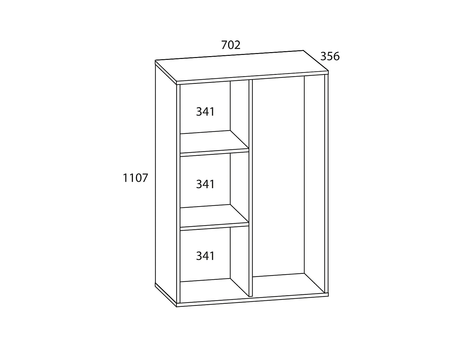 Armário de sala de madeira VCM | 4 compartimentos | Armário doméstico | Dimensões: L. 70 x A. 111 x P. 38 cm | 2 Portas rotativas – Lona L (Cinza)