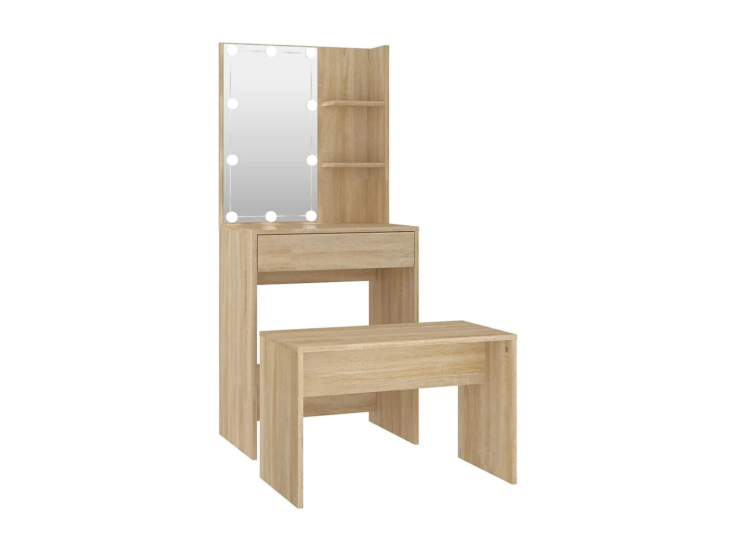 Set da toeletta con illuminazione a LED in legno composito rovere Sonoma 02_0006242